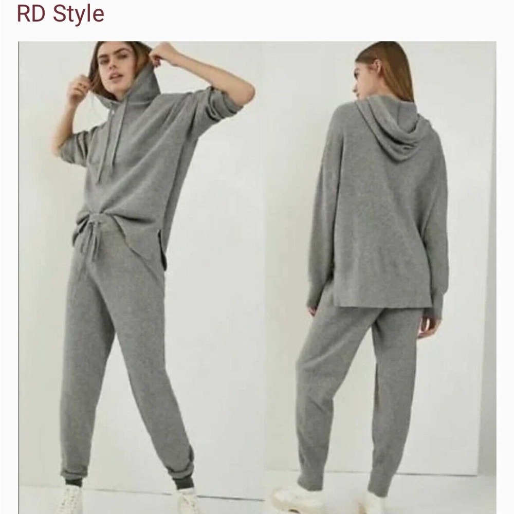 ANTHROPOLOGIE RD Style Britt Jogger Gray Lounge Set Hoodie Cozy Coords Size Med.